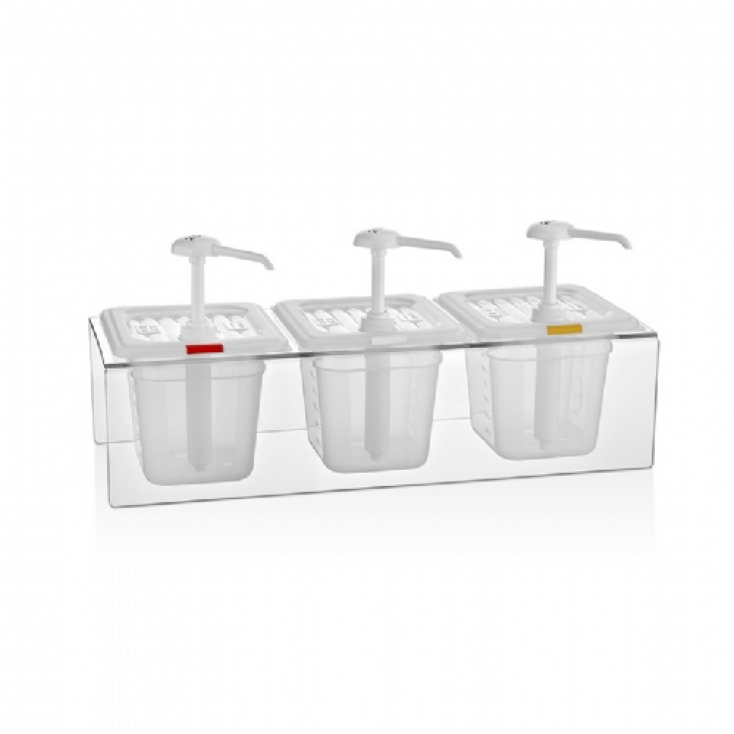 Sauce Pump Dispenser (Triple) With Pc Stand GNPP 1/6 150 mm - Clear FJ84
